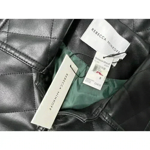 Rebecca Minkoff Women's Black Quilted Faux Leather Bomber Jacket Small NEW - Picture 4 of 7